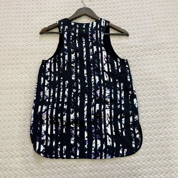 NWOT ALEXANDER WANG Silk Scoop Neck/Hem Tank Sleeveless Blouse Abstract Stripe 2 - Picture 6 of 9